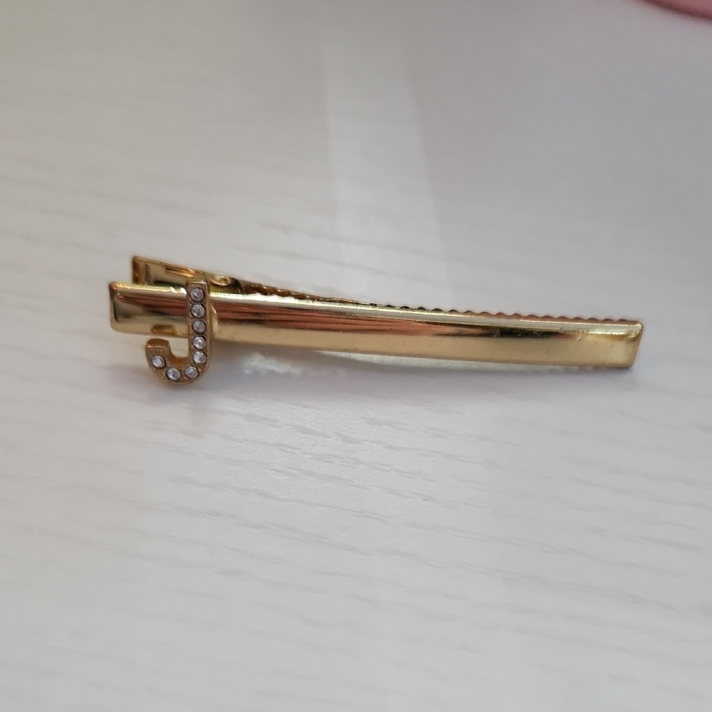 Gold Hair Clip with Rhinestone Initial